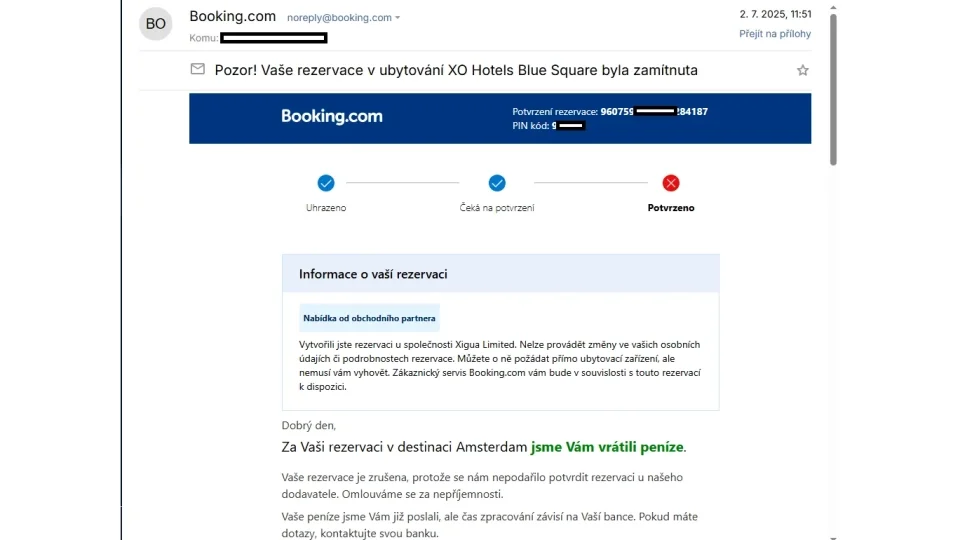 Booking email