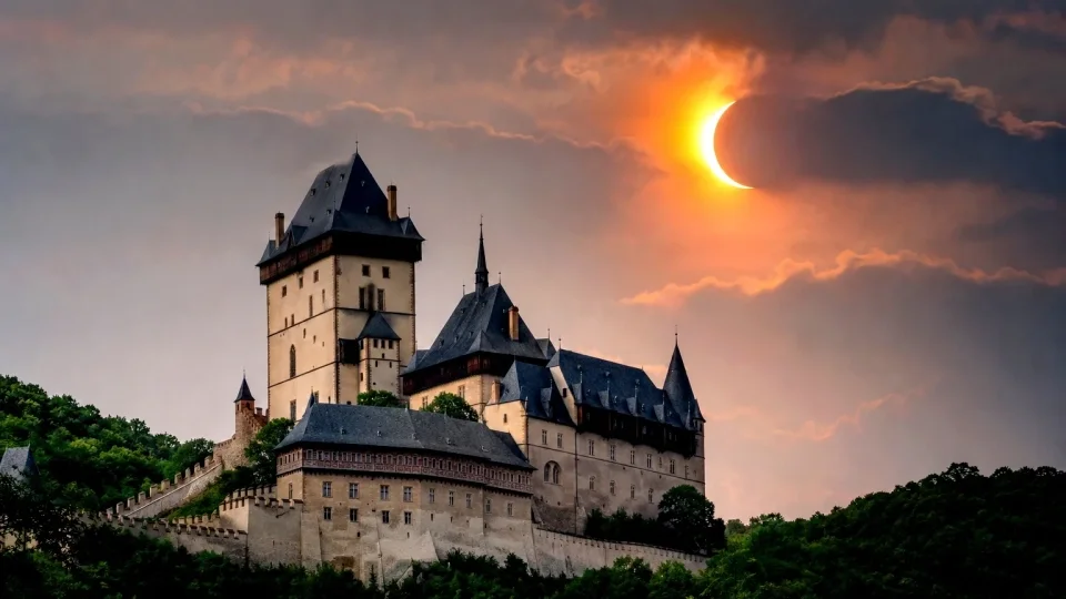 Karlštejn, zatmění slunce