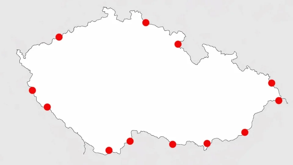 Slepá mapa česko, hraniční přechody