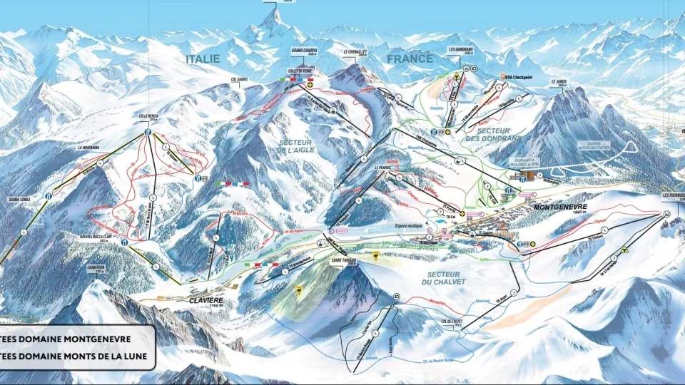 Montgenevre, mapa skiareálu