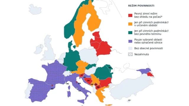 Zimní pneumatiky v Evropě: Mapa ukáže, kdy a kde je nutné mít na autě zimní obutí