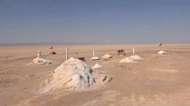 Klenotem solného jezera Chott el Djerid jsou pouštní růže. Koupit se dají i mimo turistické oblasti